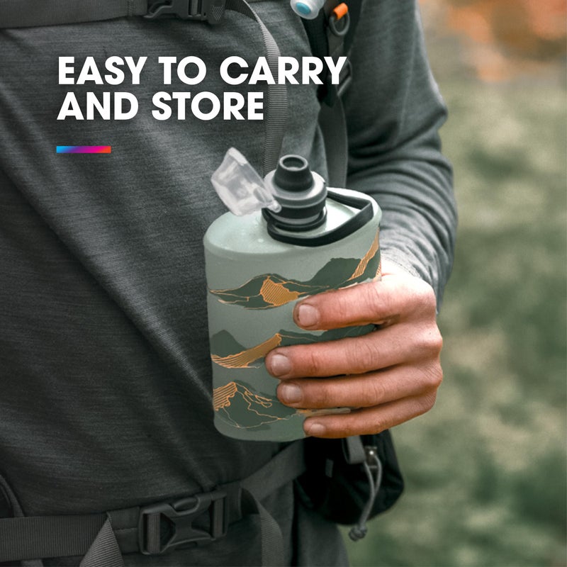 HydraPak Stow Collapsible Water Bottle - 500ml - Ultralight, Leak-Proof, BPA-Free, Filter Compatible Travel & Hiking Flask - Sutro Green - Image 3